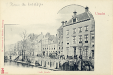 1827 Gezicht op de voorgevels van enkele huizen aan de Oudegracht Tolsteegzijde te Utrecht.